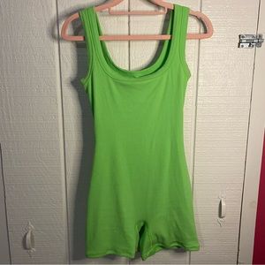 Skims ribbed onesie neon green